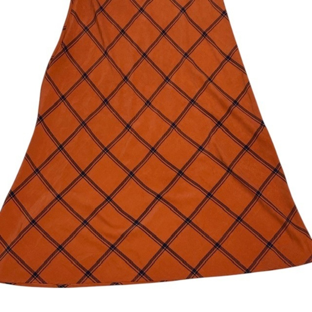 ModCloth Orange Plaid Flutter Sleeve V Neck Midi Dress Womens‎ M - Picture 16 of 16